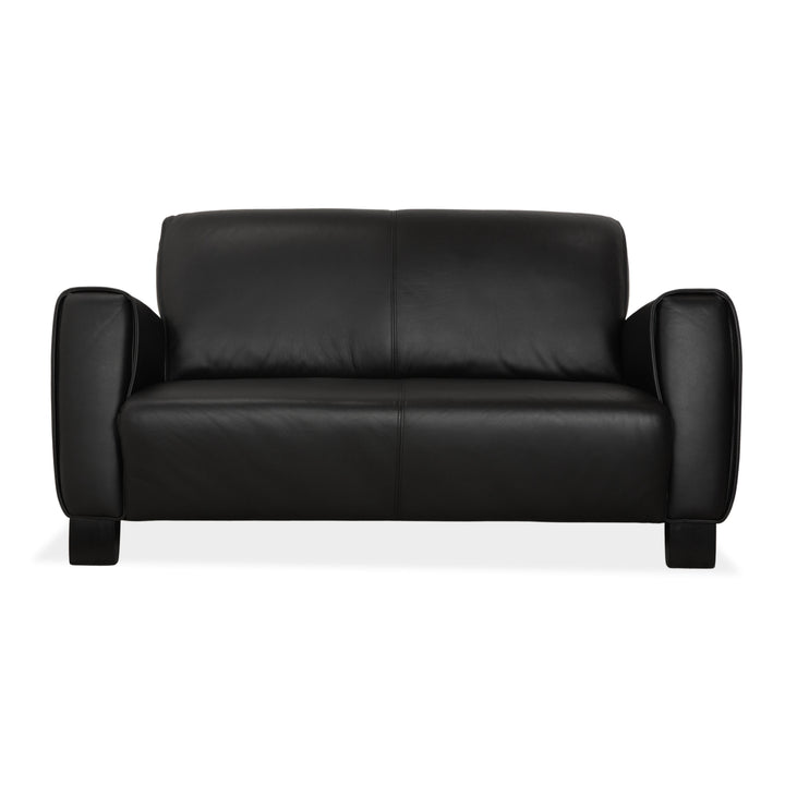 Ewald Schillig Leather Two-Seater Black Sofa Couch
