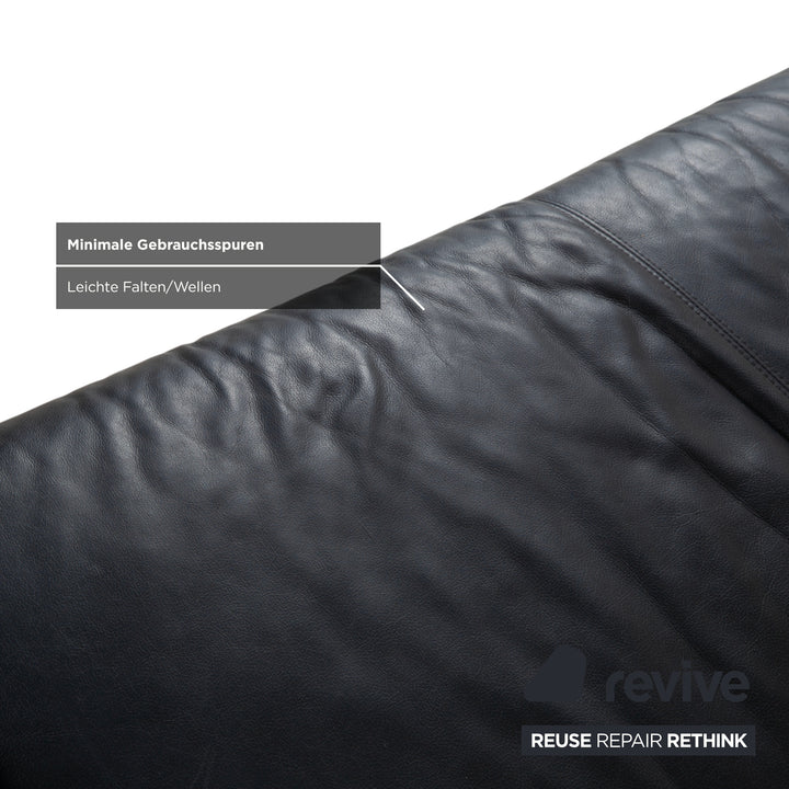 Ewald Schillig Leder Zweisitzer Schwarz Sofa Couch manuelle Funktion