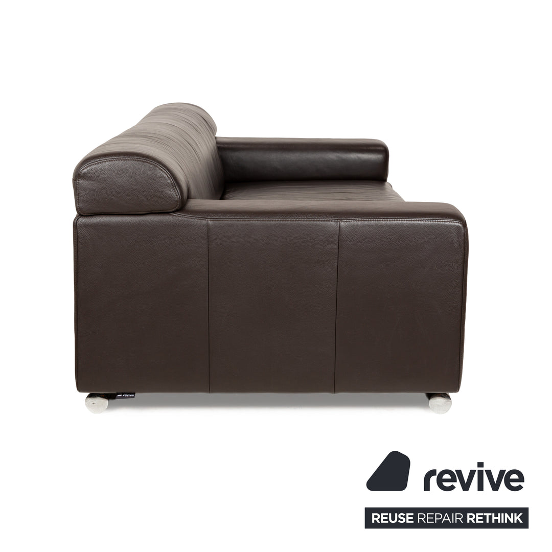 Ewald Schillig Loft Leather Three-Seater Brown Sofa Couch