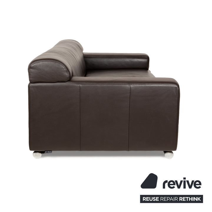 Ewald Schillig Loft Leather Three-Seater Brown Sofa Couch
