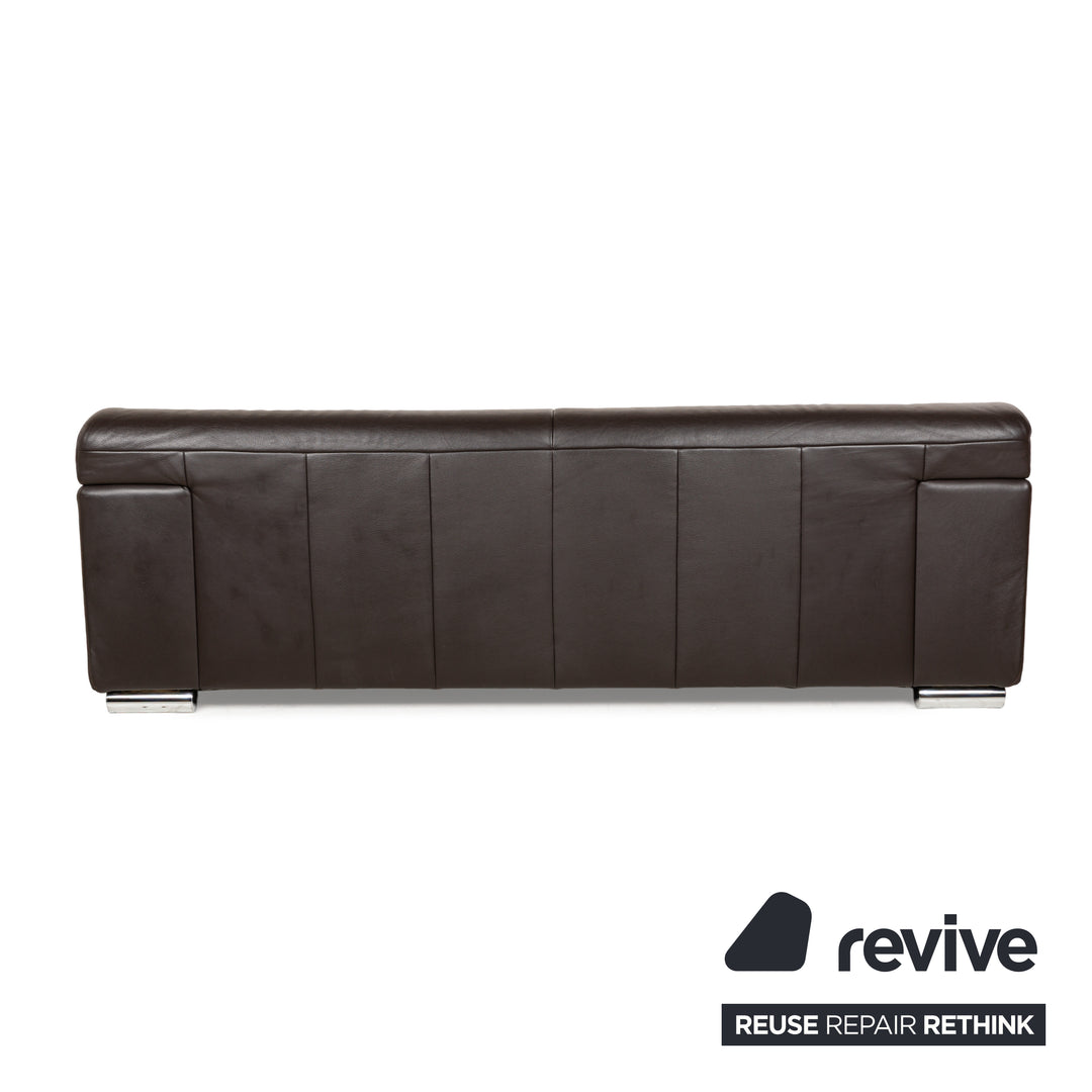 Ewald Schillig Loft Leather Three-Seater Brown Sofa Couch