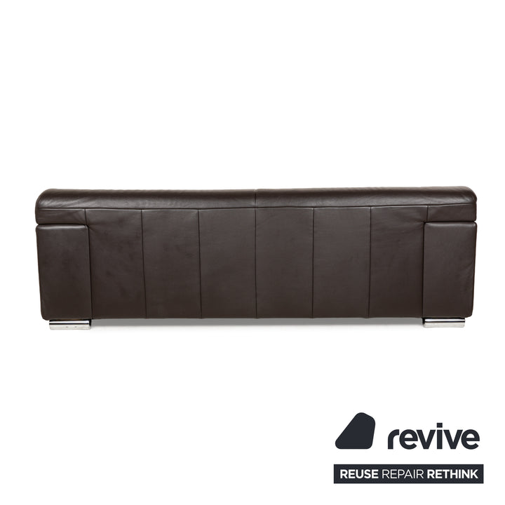 Ewald Schillig Loft Leather Three-Seater Brown Sofa Couch