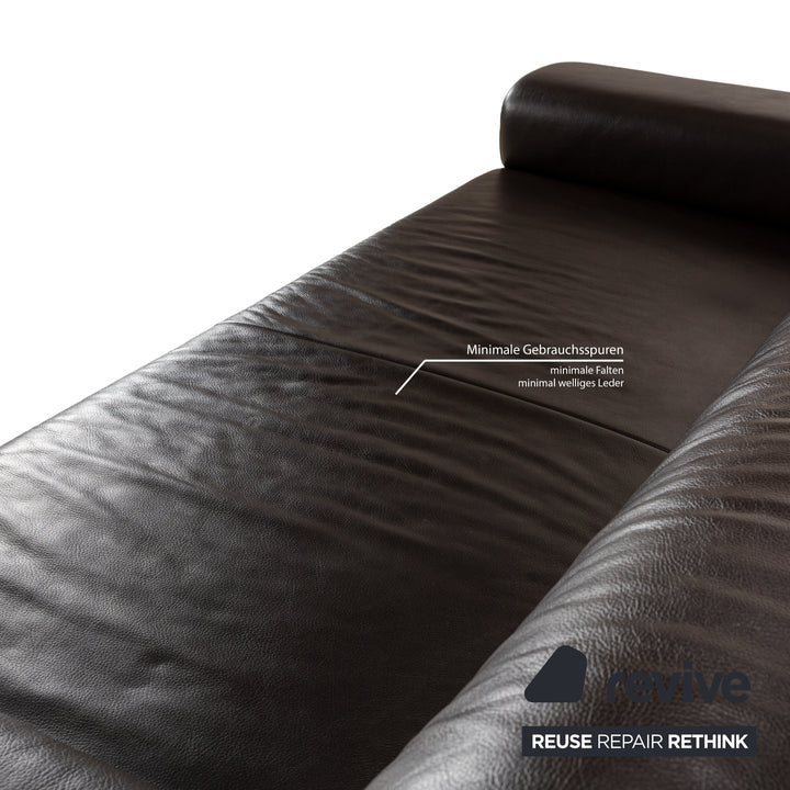 Ewald Schillig Loft Leather Three-Seater Brown Sofa Couch