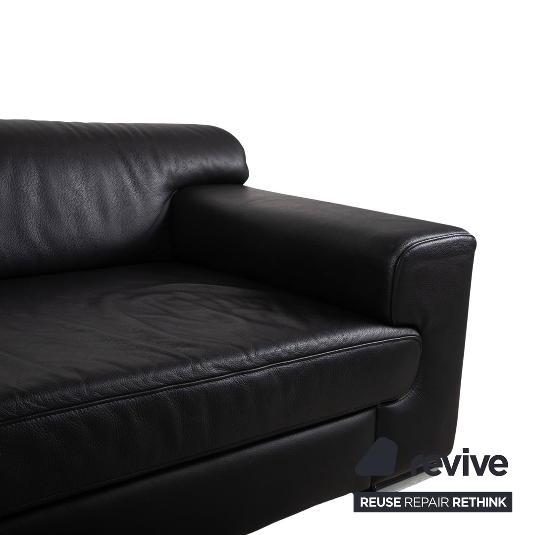 Ewald Schillig Loft Leather Corner Sofa Black Sofa Couch
