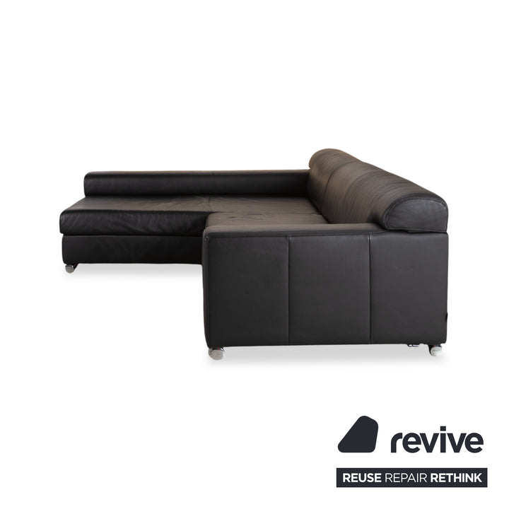 Ewald Schillig Loft Leather Corner Sofa Black Sofa Couch