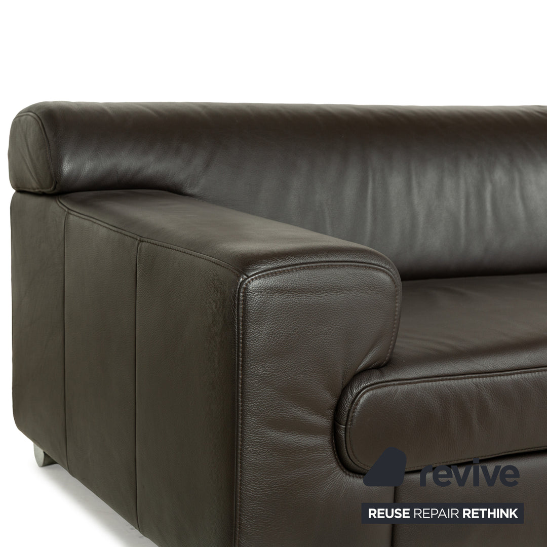 Ewald Schillig Loft Leather Four-Seater Brown Dark Brown Sofa Couch