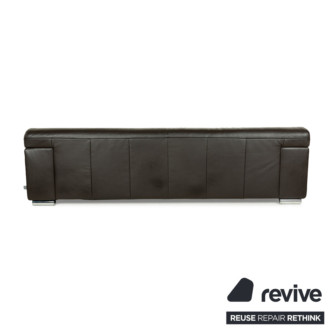 Ewald Schillig Loft Leather Four-Seater Brown Dark Brown Sofa Couch
