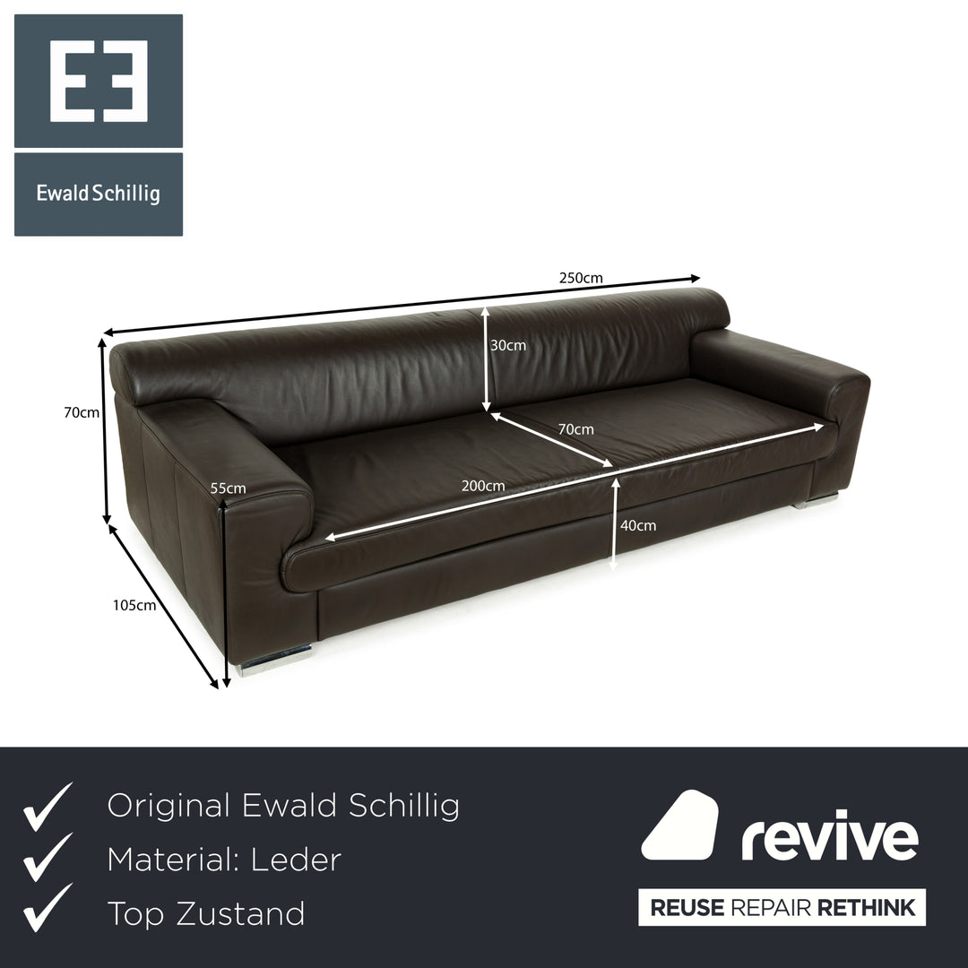 Ewald Schillig Loft Leather Four-Seater Brown Dark Brown Sofa Couch