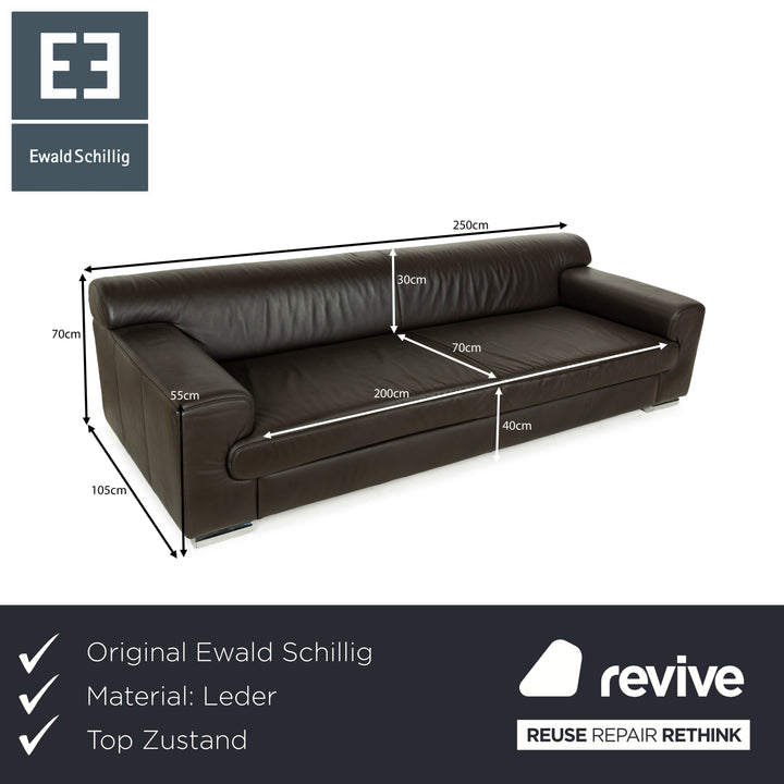 Ewald Schillig Loft Leather Four-Seater Brown Dark Brown Sofa Couch