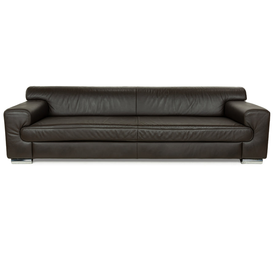Ewald Schillig Loft Leather Four-Seater Brown Dark Brown Sofa Couch