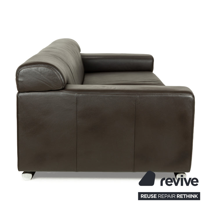 Ewald Schillig Loft Leather Four-Seater Brown Dark Brown Sofa Couch