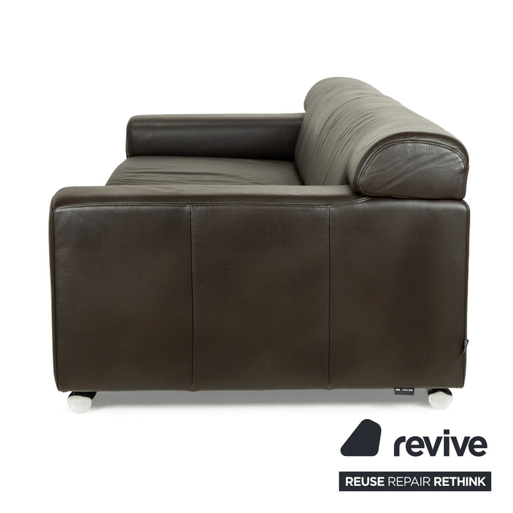 Ewald Schillig Loft Leather Four-Seater Brown Dark Brown Sofa Couch
