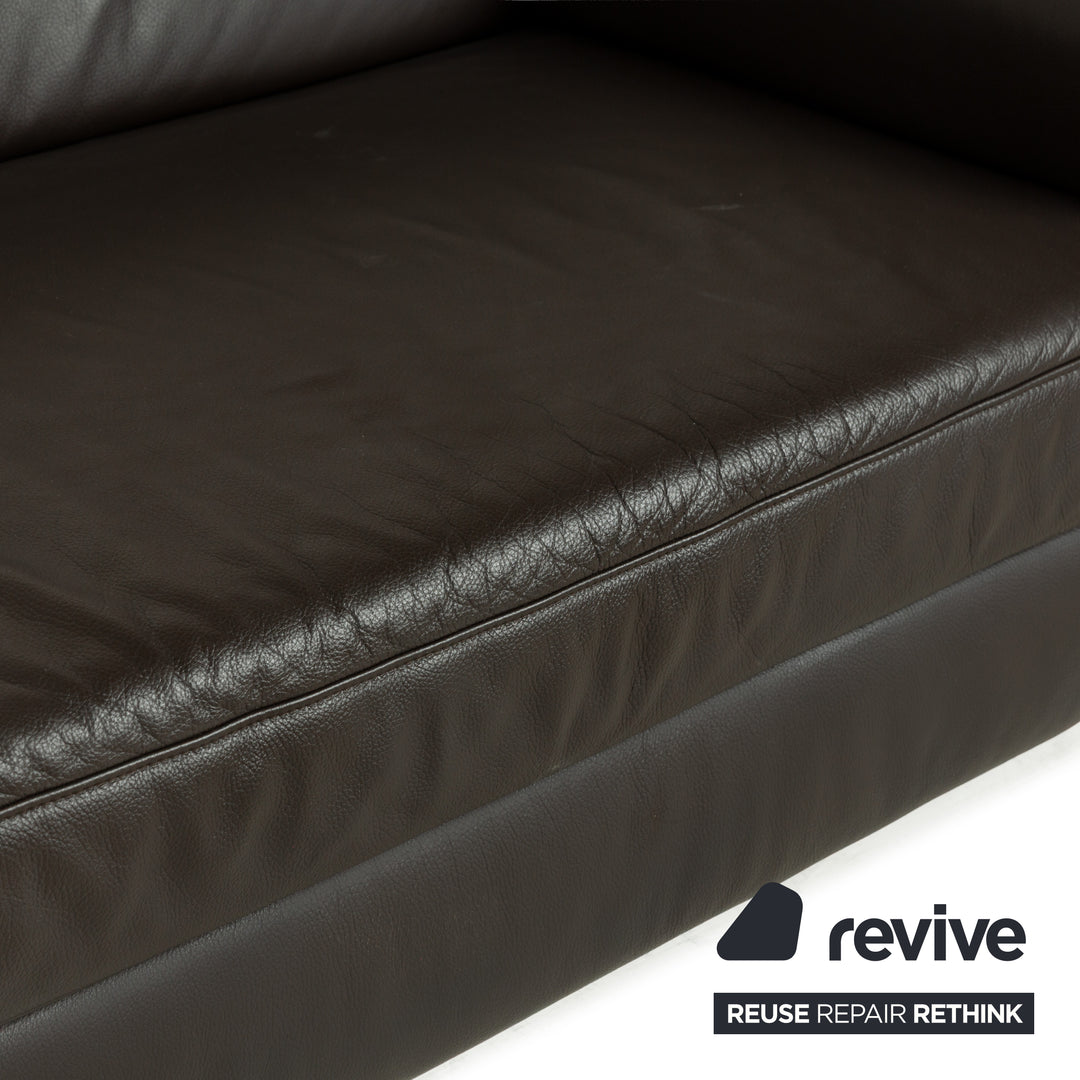 Ewald Schillig Loft Leather Four-Seater Brown Dark Brown Sofa Couch