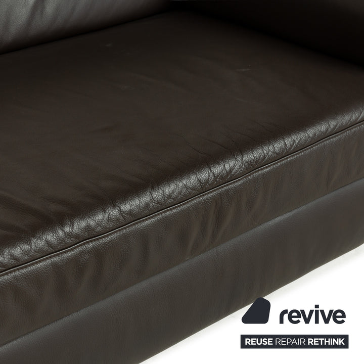 Ewald Schillig Loft Leather Four-Seater Brown Dark Brown Sofa Couch