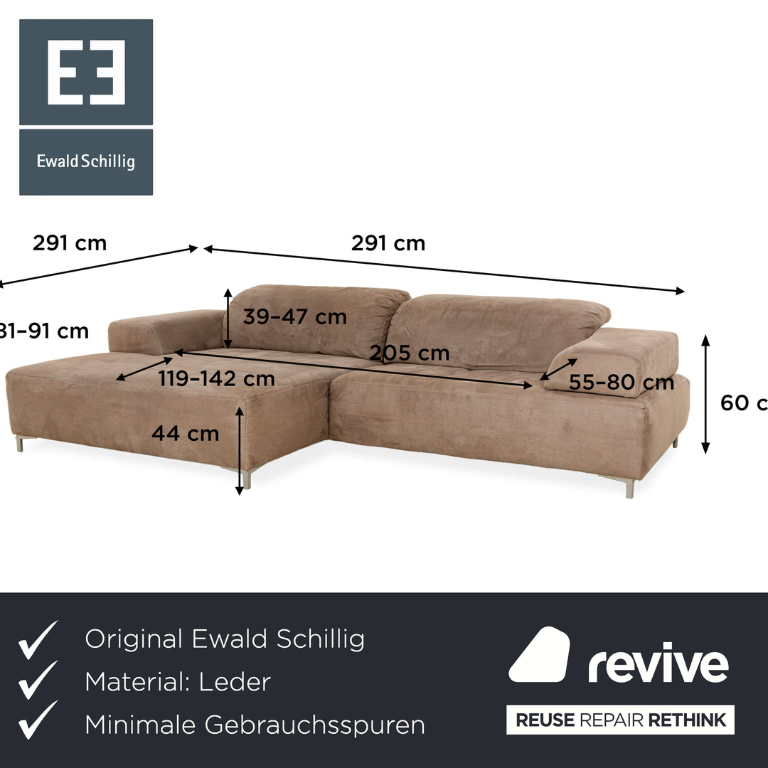 Ewald Schillig Mega Leder Ecksofa Braun Beige Recamiere links Sofa Couch manuelle Funktion