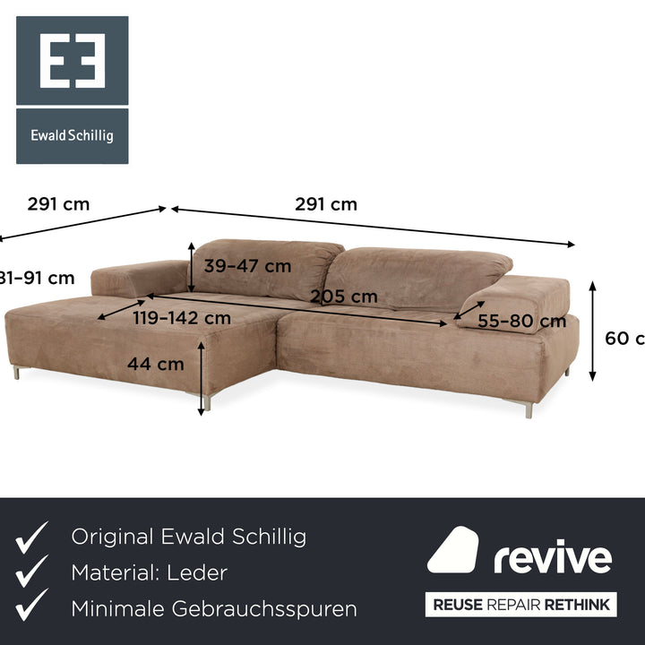 Ewald Schillig Mega Leder Ecksofa Braun Beige Recamiere links Sofa Couch manuelle Funktion