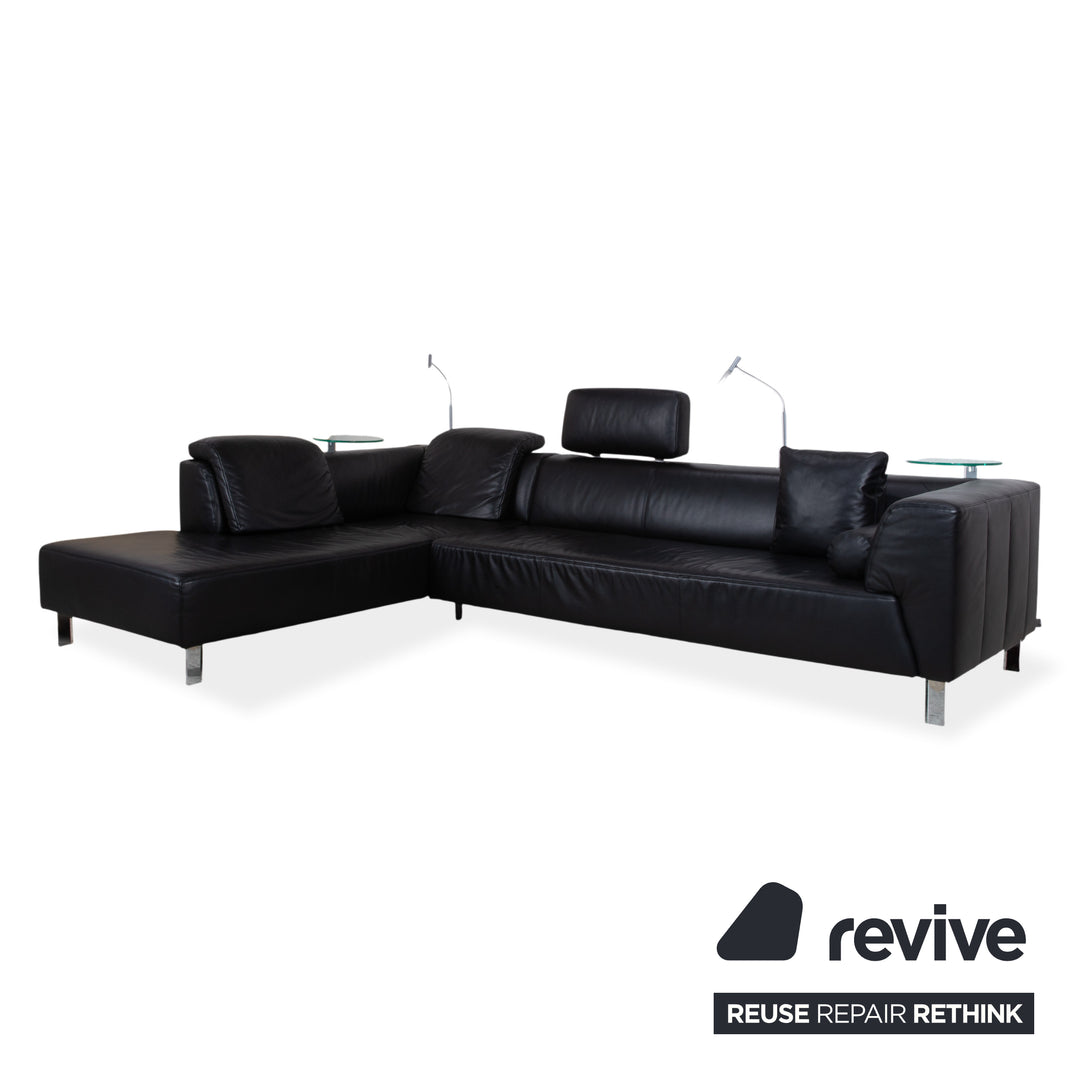 Ewald Schillig Mega Leather Corner Sofa Black Sofa Couch
