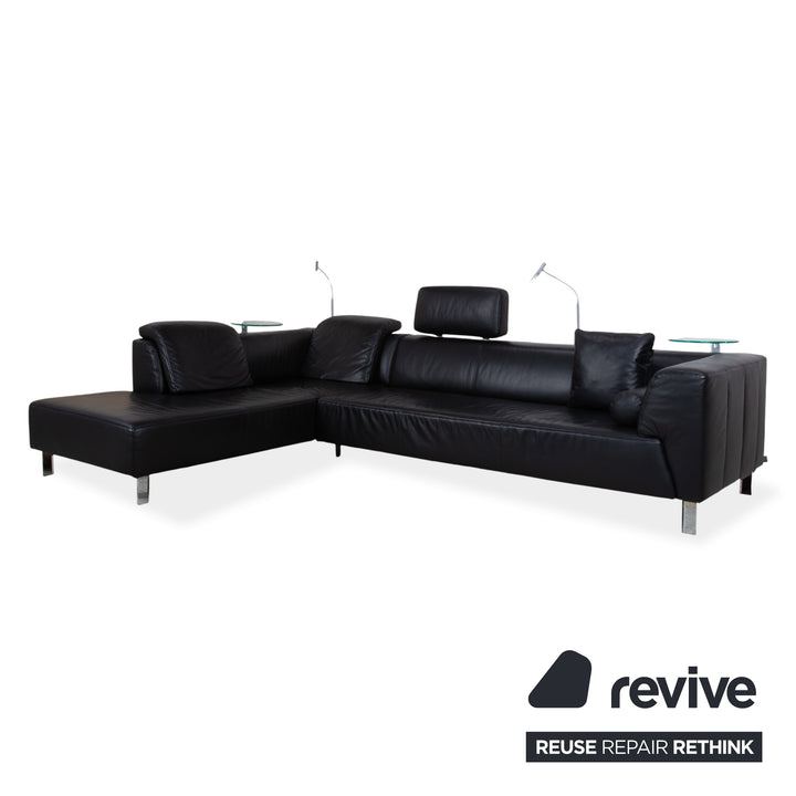 Ewald Schillig Mega Leather Corner Sofa Black Sofa Couch