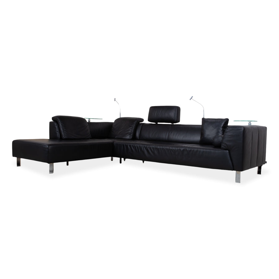 Ewald Schillig Mega Leather Corner Sofa Black Sofa Couch