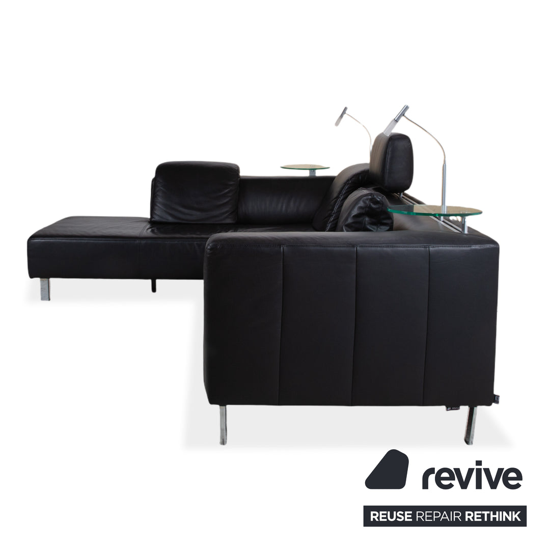Ewald Schillig Mega Leather Corner Sofa Black Sofa Couch