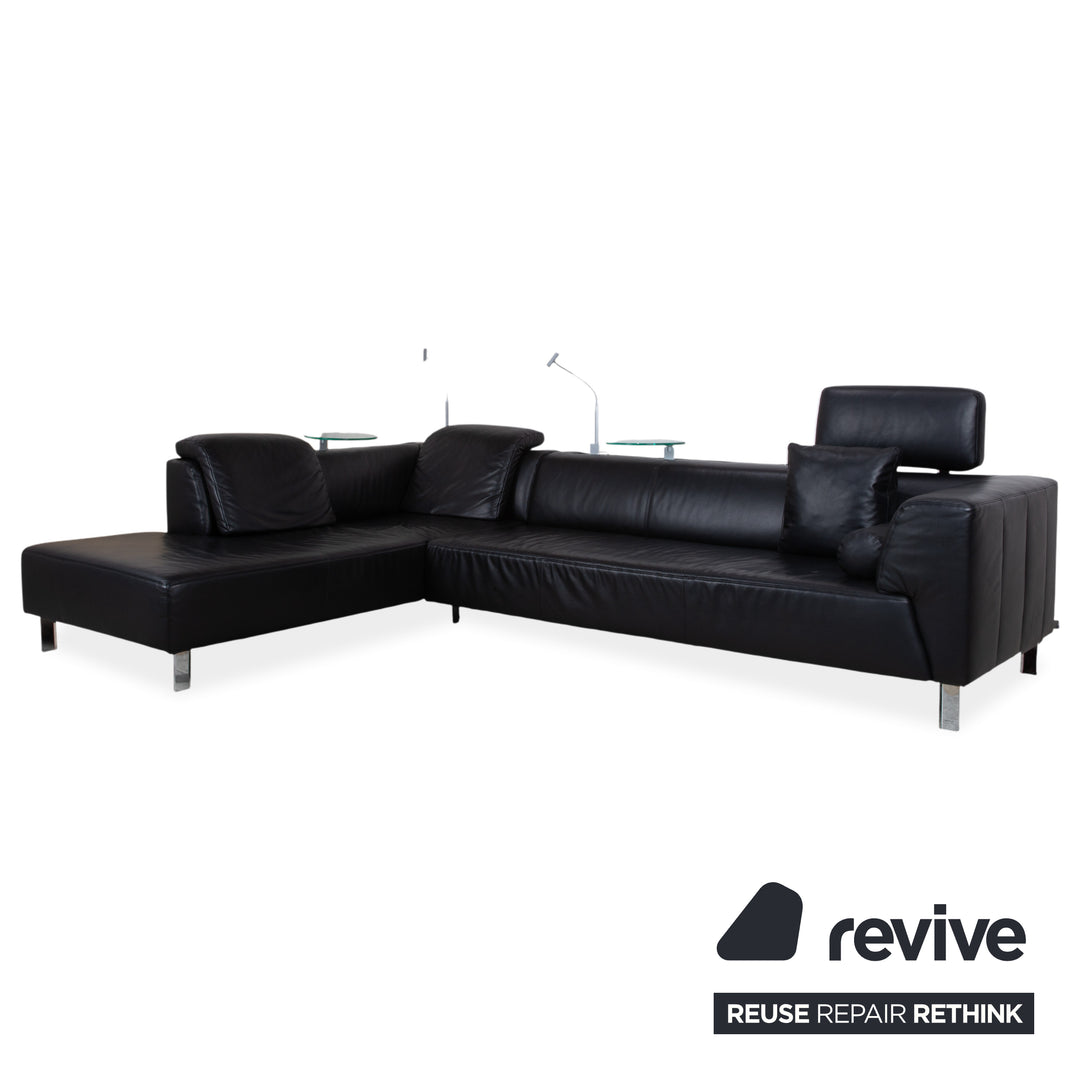 Ewald Schillig Mega Leather Corner Sofa Black Sofa Couch