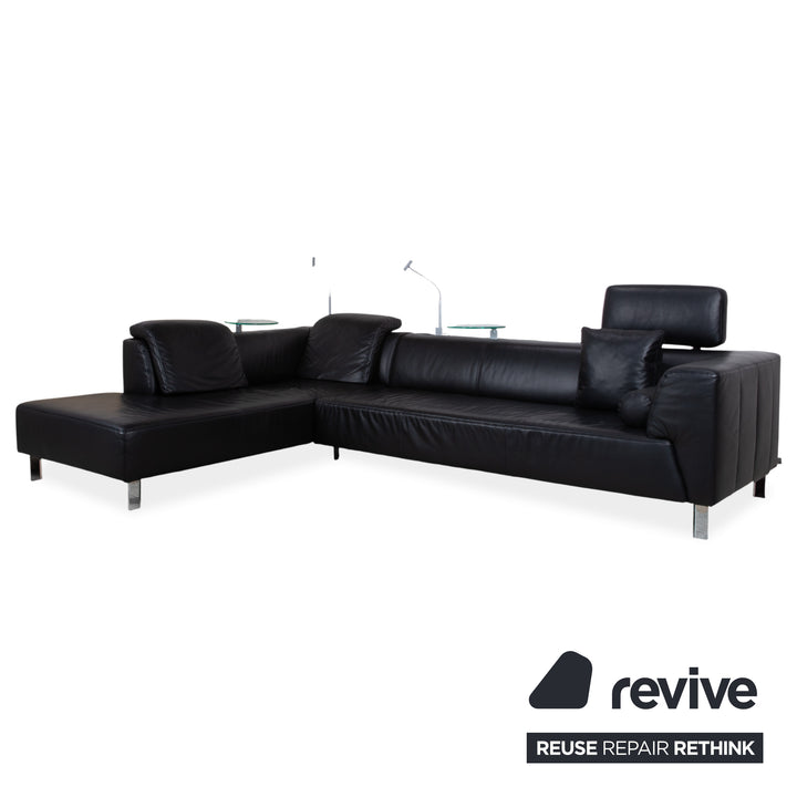 Ewald Schillig Mega Leather Corner Sofa Black Sofa Couch