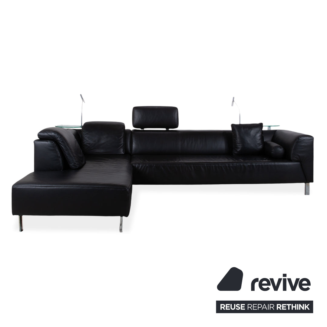 Ewald Schillig Mega Leather Corner Sofa Black Sofa Couch