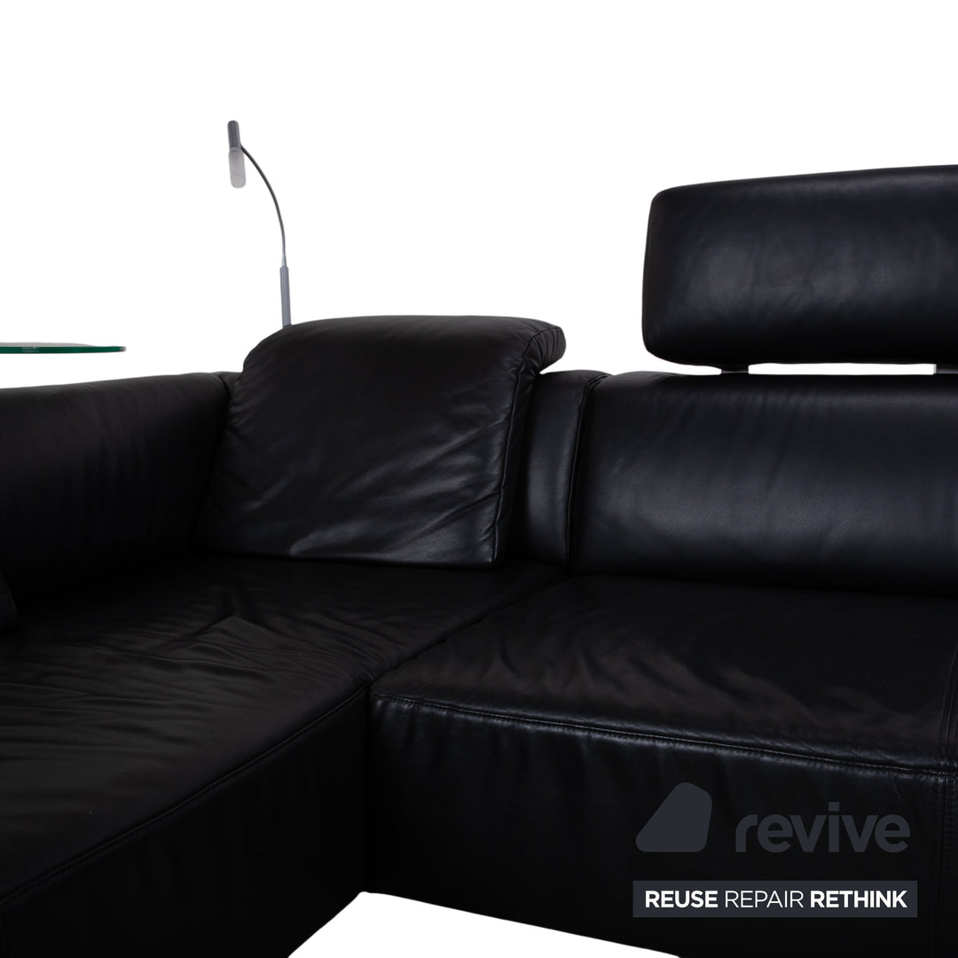Ewald Schillig Mega Leather Corner Sofa Black Sofa Couch
