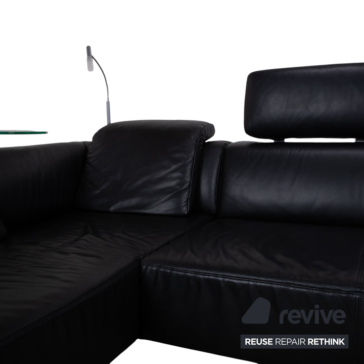 Ewald Schillig Mega Leather Corner Sofa Black Sofa Couch