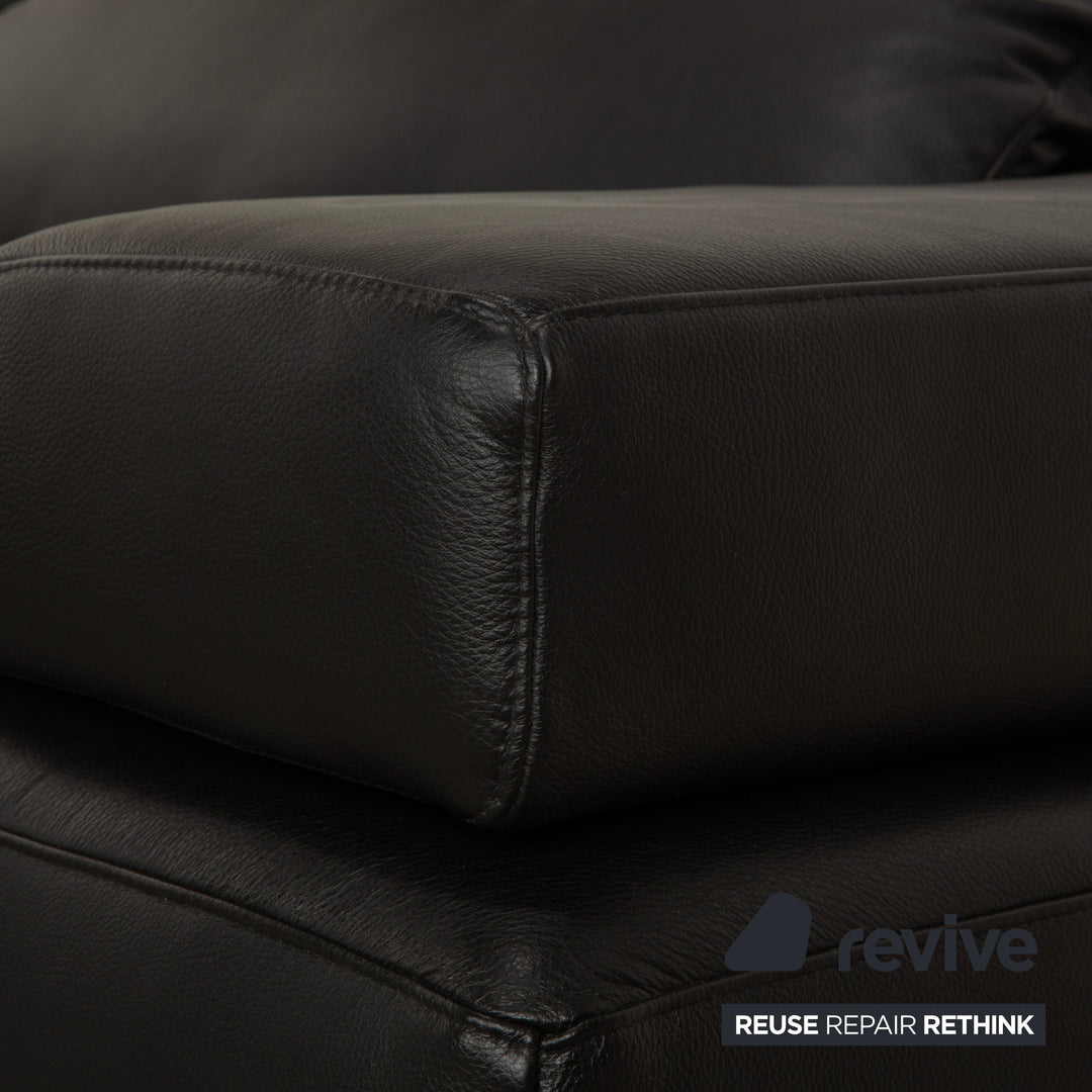 Ewald Schillig Mega Leather Corner Sofa Black Sofa Couch Manual Function