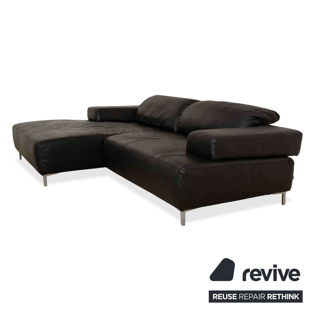Ewald Schillig Mega Leather Corner Sofa Black Sofa Couch Manual Function