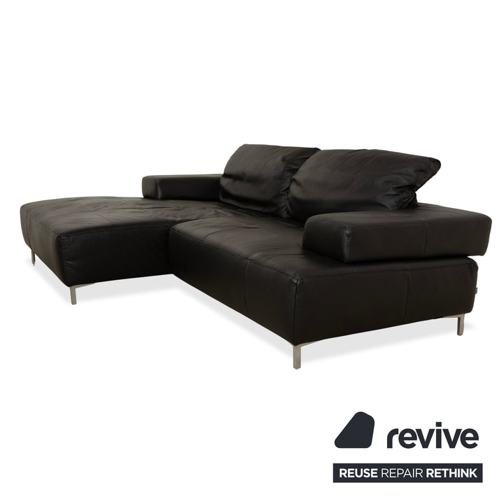 Ewald Schillig Mega Leather Corner Sofa Black Sofa Couch Manual Function