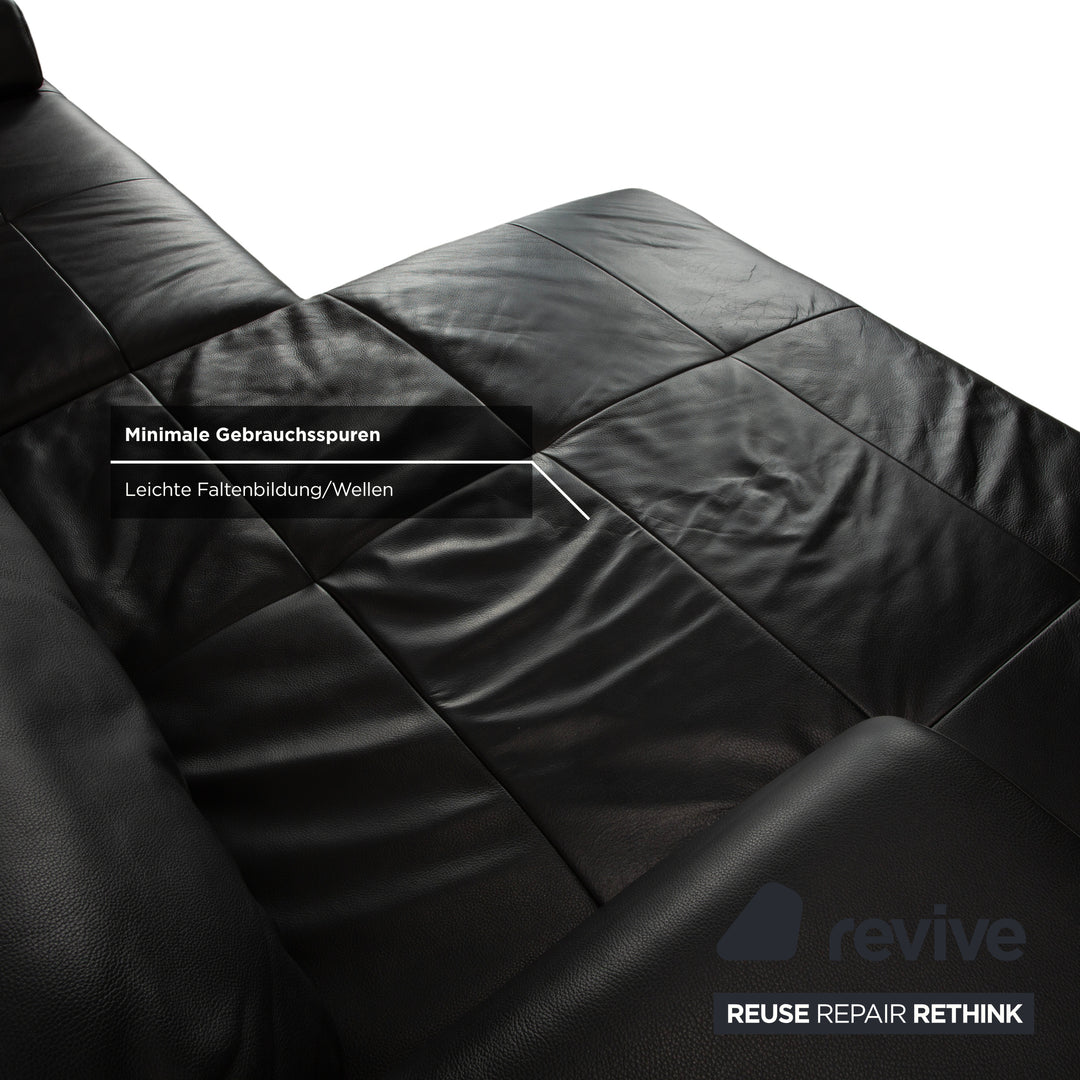 Ewald Schillig Mega Leather Corner Sofa Black Sofa Couch Manual Function