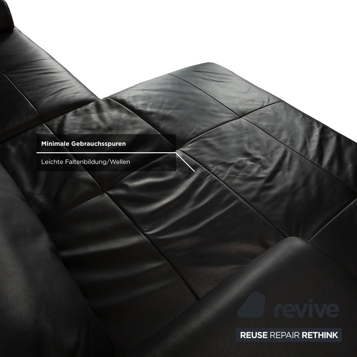 Ewald Schillig Mega Leather Corner Sofa Black Sofa Couch Manual Function