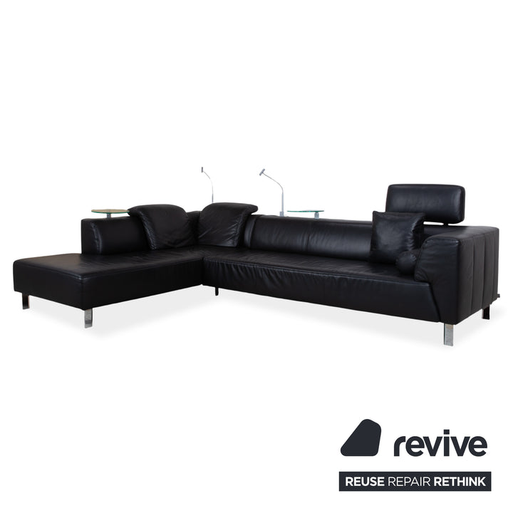 Ewald Schillig Mega Leather Corner Sofa Black Sofa Couch