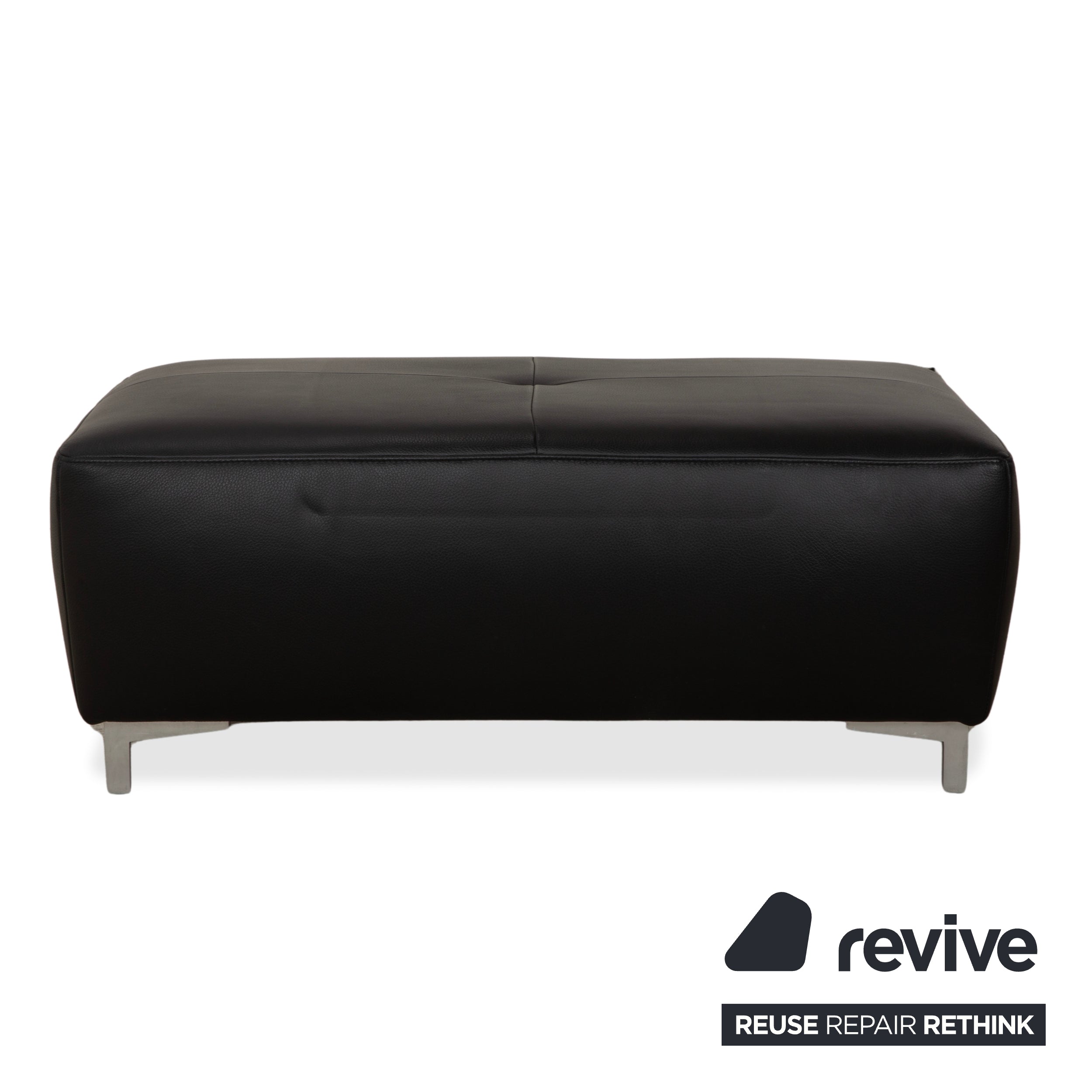 Tabouret en cuir noir Ewald Schillig Mega