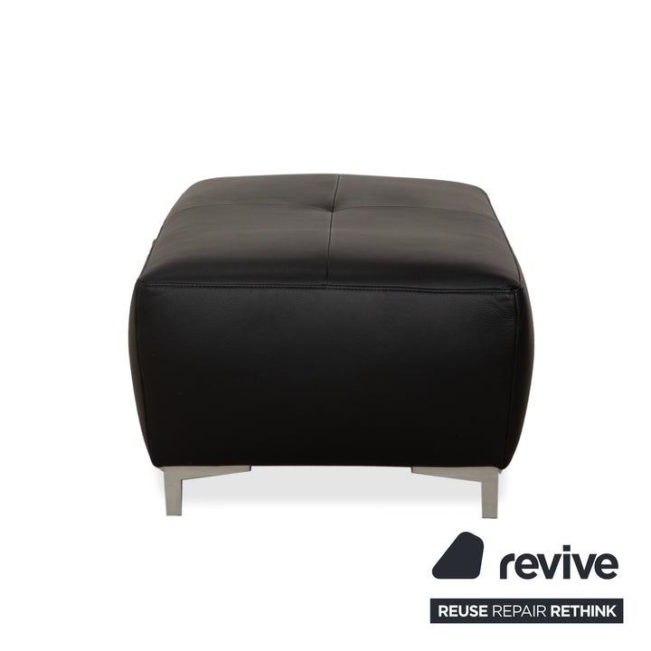 Tabouret en cuir noir Ewald Schillig Mega