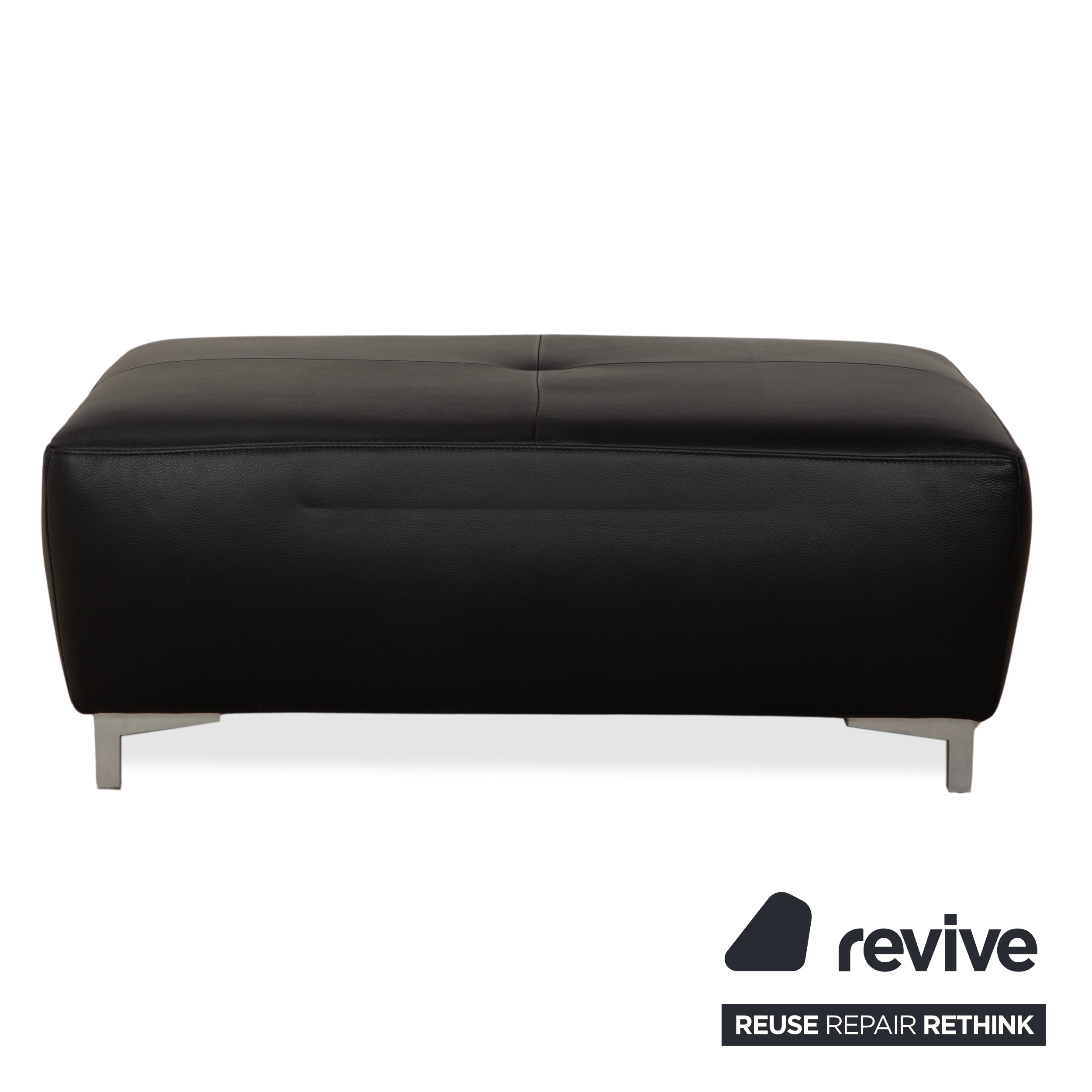 Tabouret en cuir noir Ewald Schillig Mega