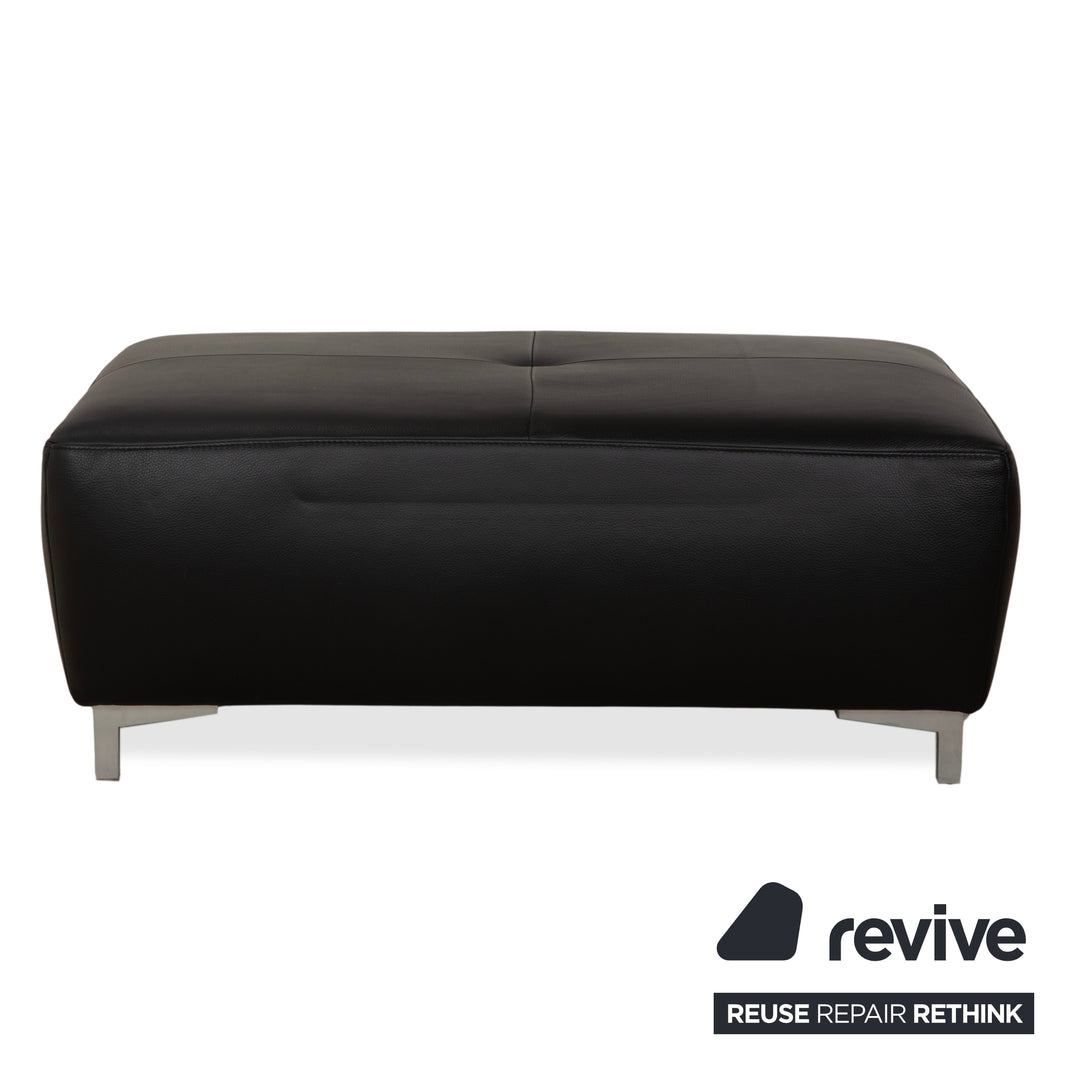 Tabouret en cuir noir Ewald Schillig Mega