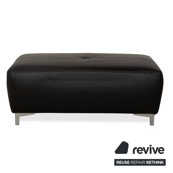 Tabouret en cuir noir Ewald Schillig Mega