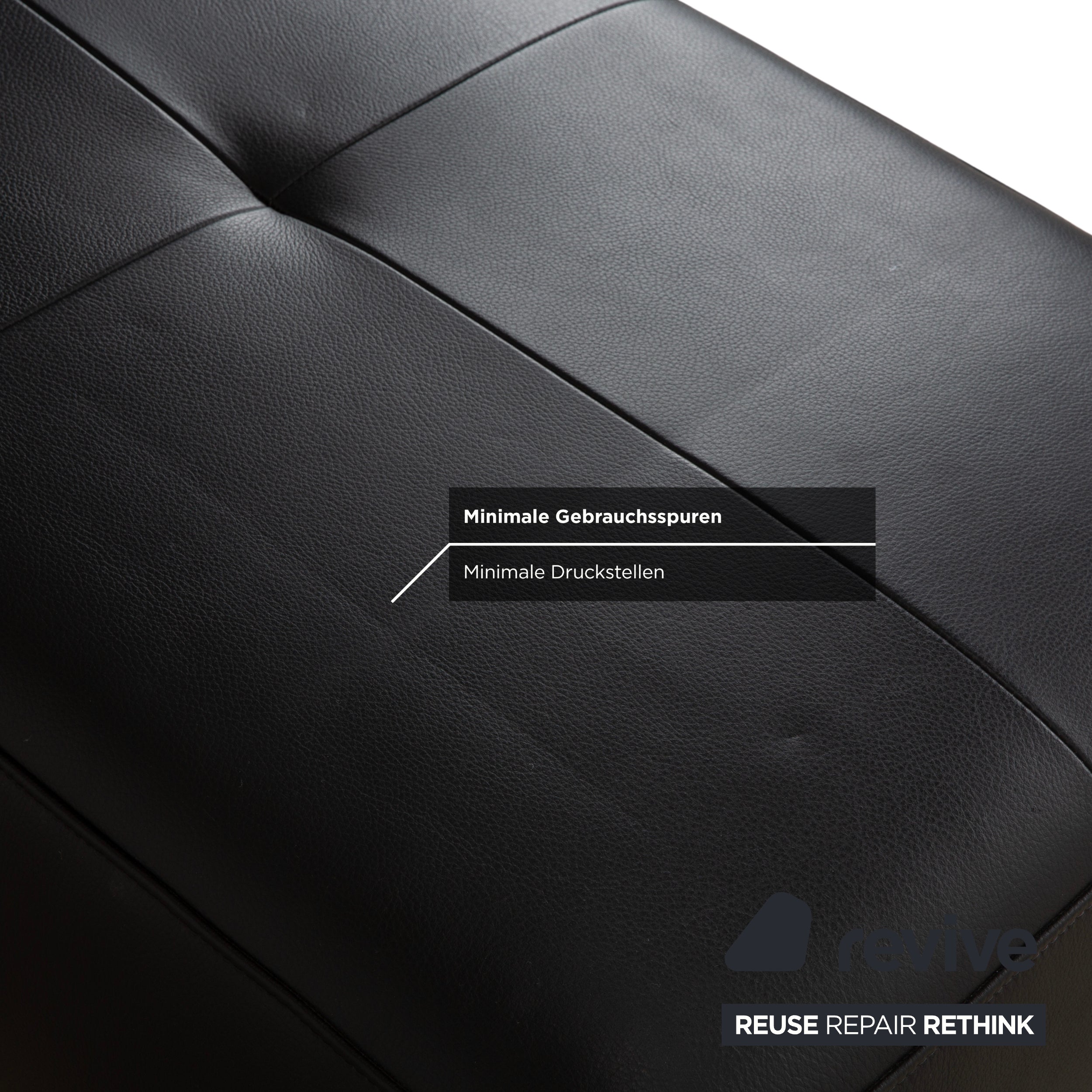 Ewald Schillig Mega Leder Hocker Schwarz