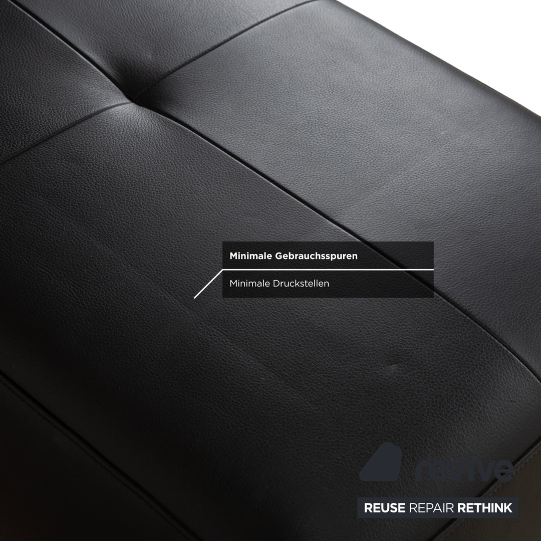 Tabouret en cuir noir Ewald Schillig Mega