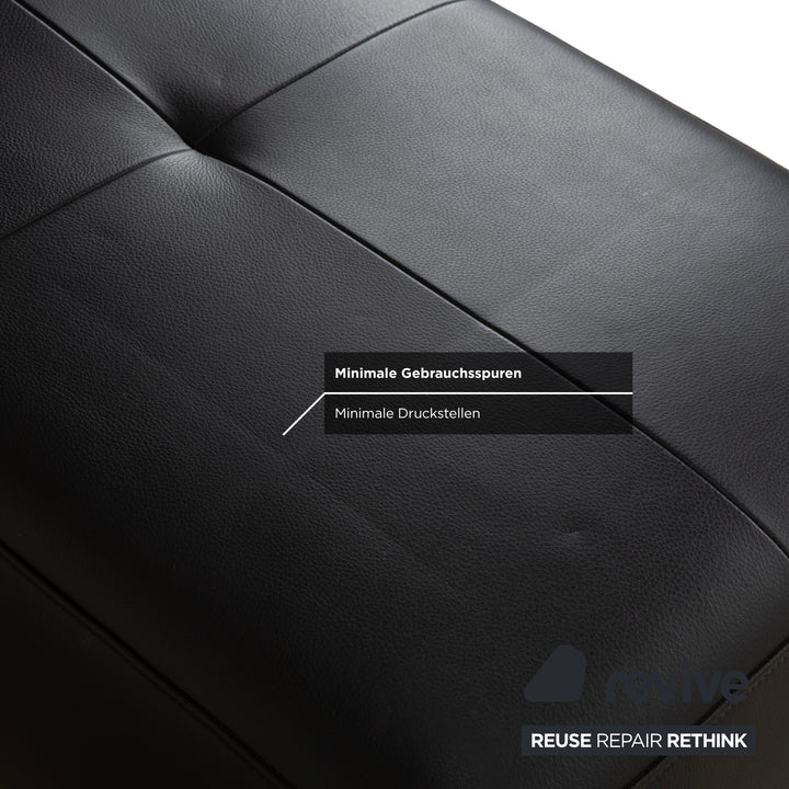 Tabouret en cuir noir Ewald Schillig Mega