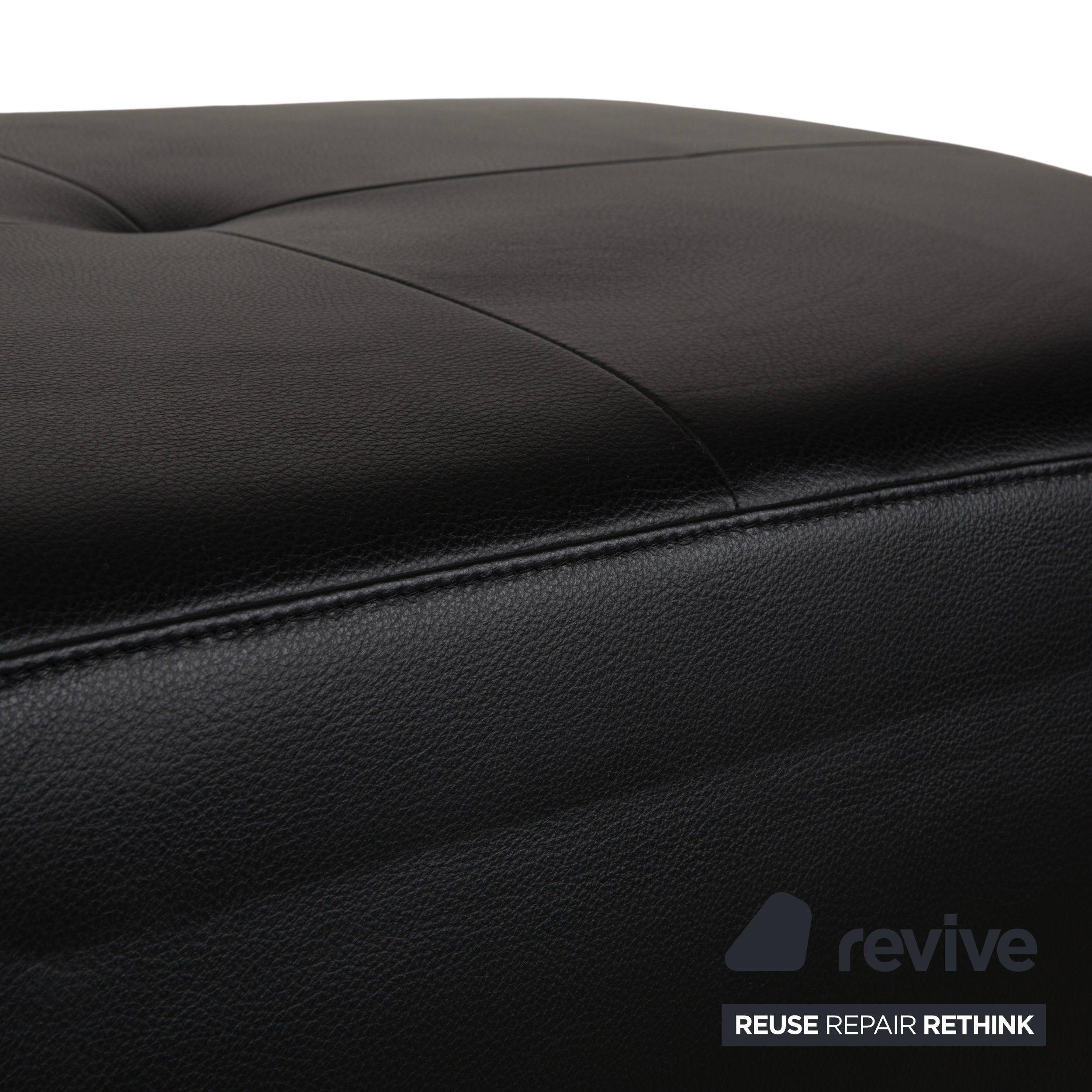 Tabouret en cuir noir Ewald Schillig Mega