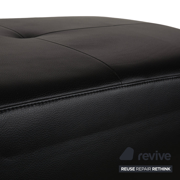 Tabouret en cuir noir Ewald Schillig Mega