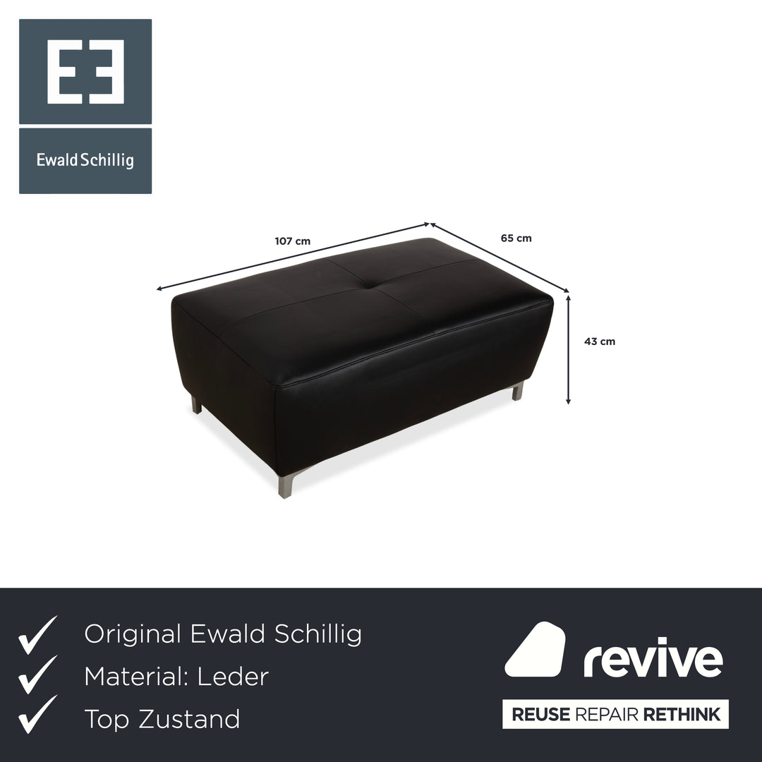 Ewald Schillig Mega Leder Hocker Schwarz