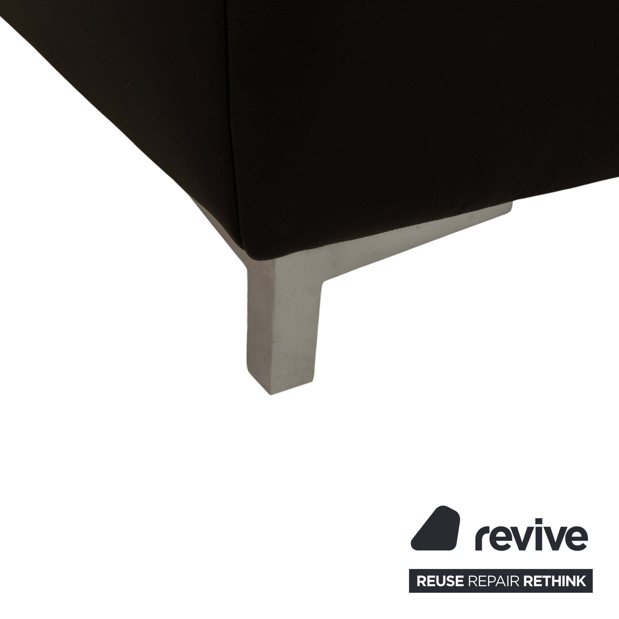 Tabouret en cuir noir Ewald Schillig Mega