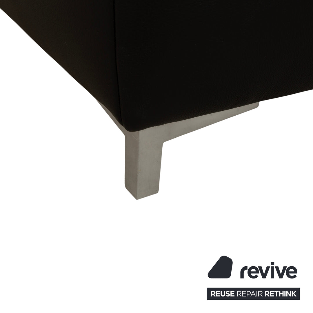 Tabouret en cuir noir Ewald Schillig Mega