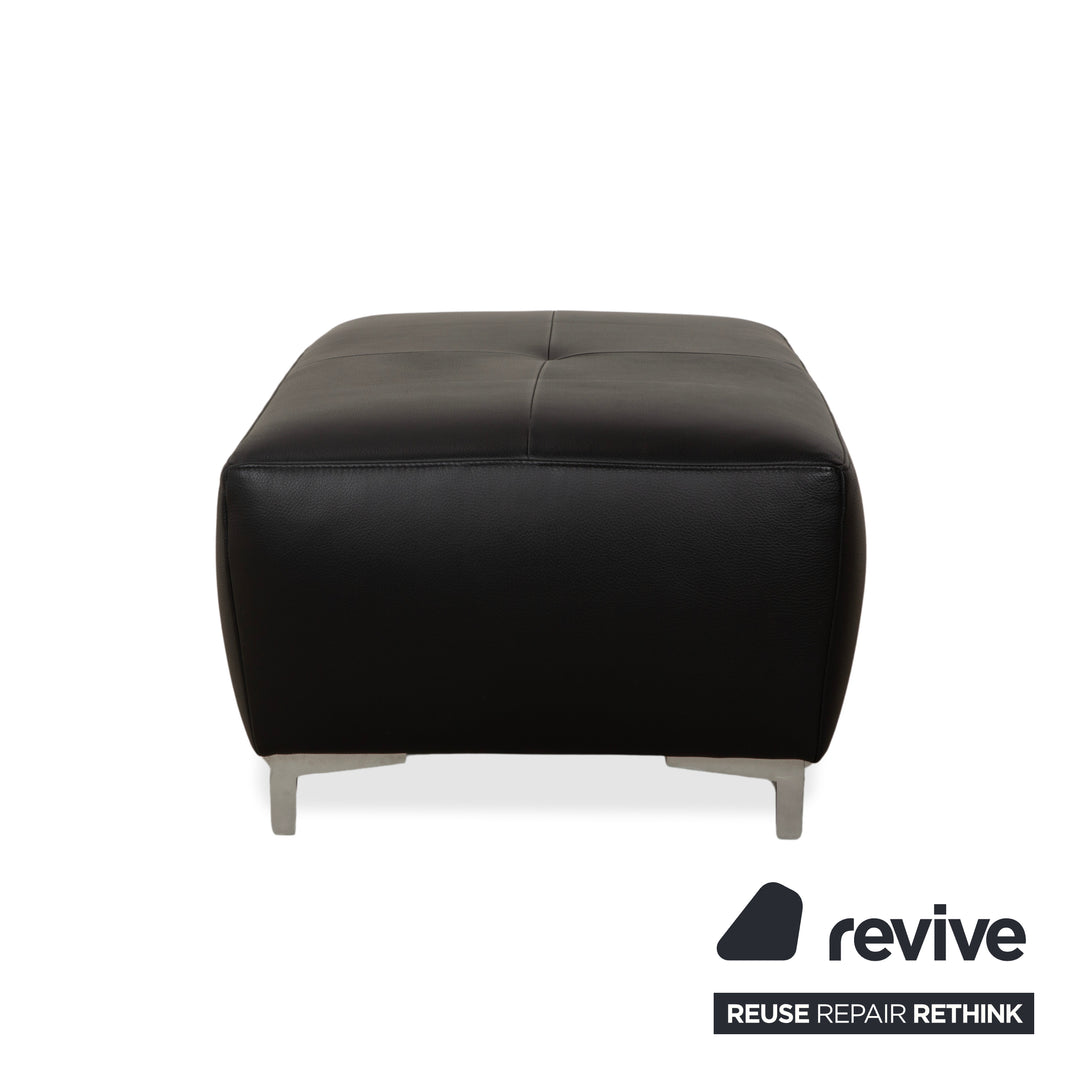 Tabouret en cuir noir Ewald Schillig Mega
