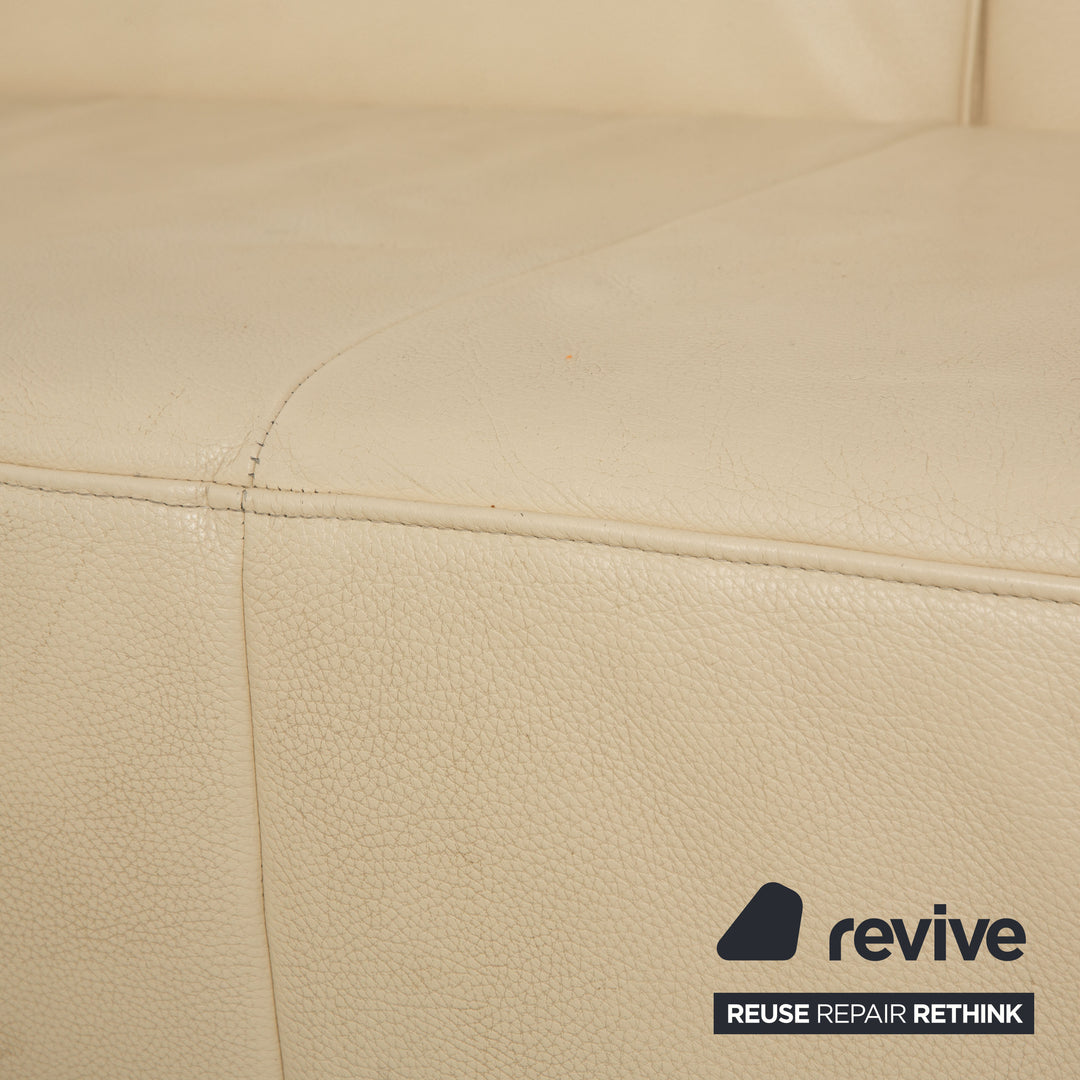 Ewald Schillig Monda Status Leder Ecksofa Récamière links Creme Weiß manuelle Funktion